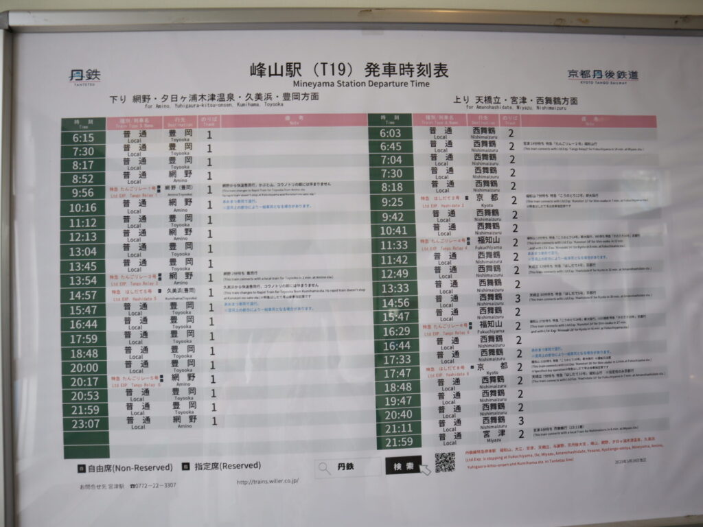 峰山駅時刻表